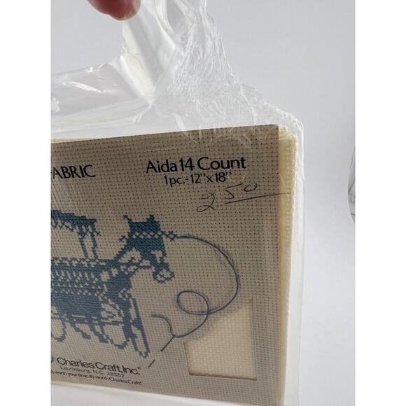 NEW All Cotton Cross Stitch Fabric Aida 14 Count 12” x 18” Cream - Picture 2 of 4